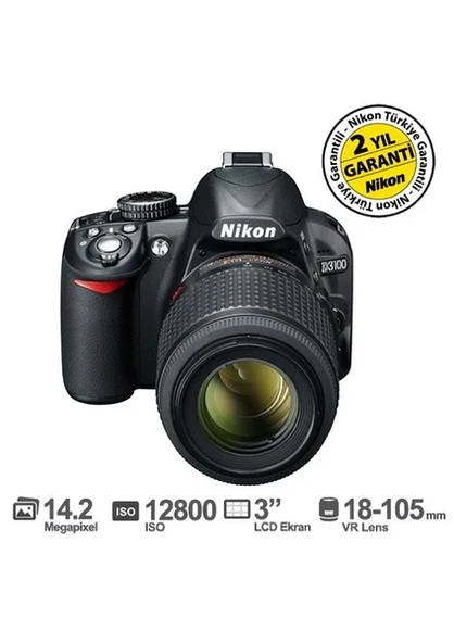 Nikon D3100 18-105 VR Kit 14.2 MP 3” LCD DSLR Dijital Fotoğraf Makinesi ürün görseli 1