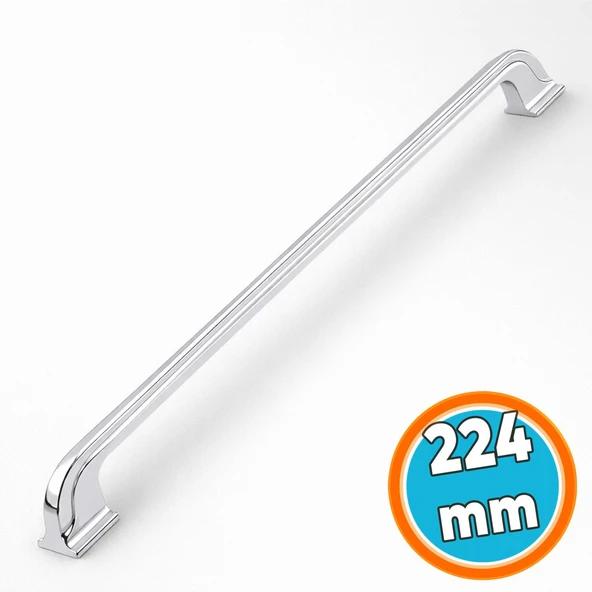 Mobilya Mutfak Dolabı Çekmece Dolap Kulpu Kulbu Metal Kulpları Krom (224 MM - 22.4 CM) ürün görseli 1