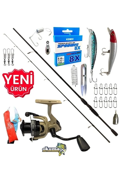 Okuma Outrax 4000 274cm 7-30gr Okuma Wave Power Rapala Maket Balık Spin Olta Takımı Seti ürün görseli 1