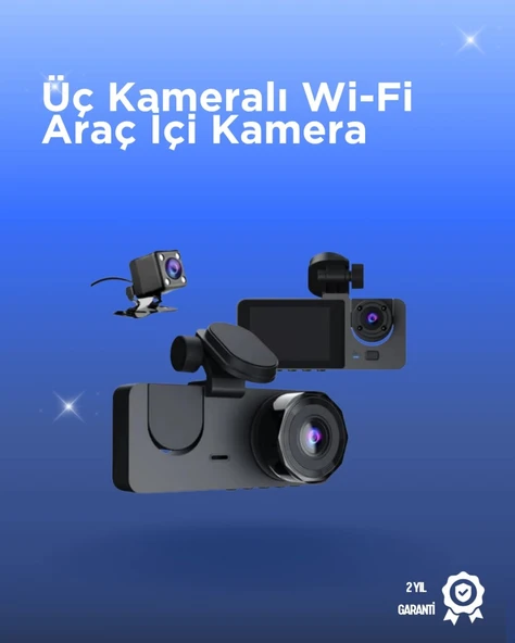 Gelişmiş G-sensörlü Üçlü Araç Kamerası – 5” Lcd Ekran Ve Hareket Algılama ürün görseli 1