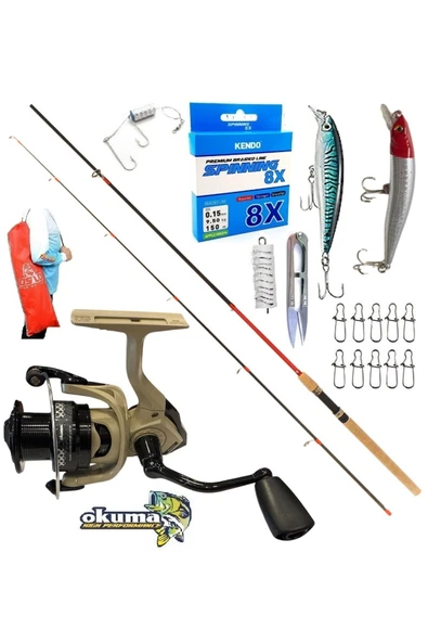 Okuma Outrax 4000 270cm 10-35gr Remixon Red Zoom Karbon Rapala Maket Balık Spin Olta Takımı Seti ürün görseli 1