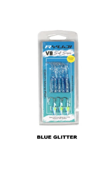 Ryuji V8 8cm 5.5gr Blue Glitter Silikon Yem ürün görseli 1