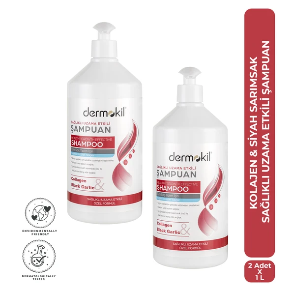 Dermokil Kolajen & Siyah Sarımsak Sağlıklı Uzama Etkili Şampuan 1 Litre x 2 Adet ürün görseli 1