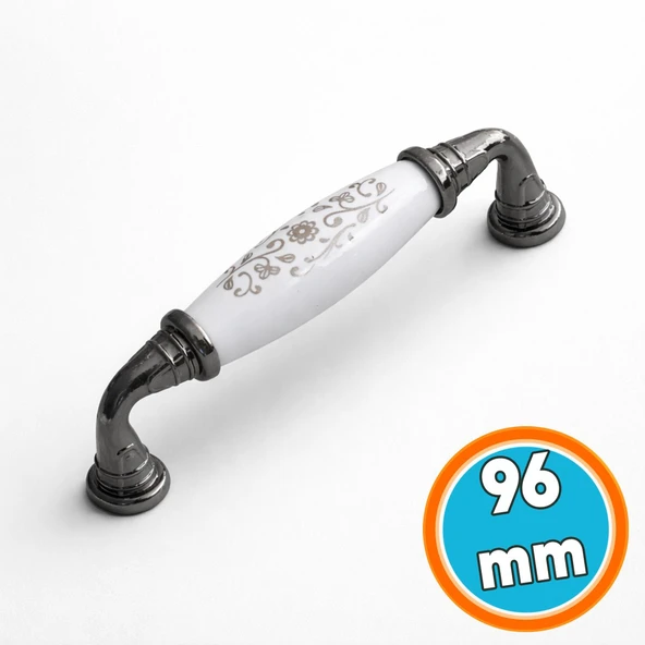 Porselen Beyaz Füme 96 Mm Mobilya Mutfak Kulpları Dolap Dolabı Kapak Kulpu Çekmece Kulbu ürün görseli 1