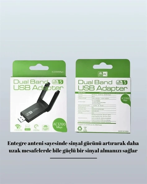 Usb Wifi Adaptör – 1200 Mbps Hız - Resim 4