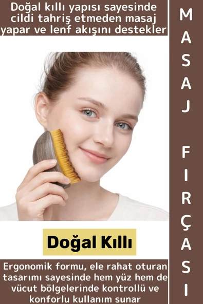 Ergonomik Doğal Kıl Selülit Gıdı Boyun Çene Toparlayıcı Sıkılaştırıcı Lenfatik Drenaj Masaj Fırçası ürün görseli 1