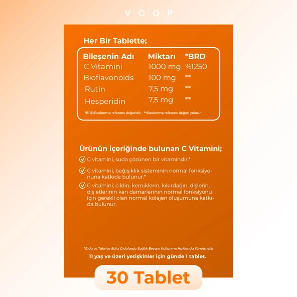 VOOP C Vitamini 1000 Mg - 30 Tablet - Resim 5