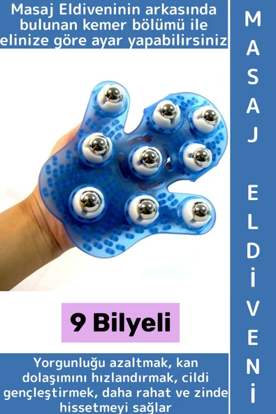 Yüz Vücut Cilt Sarkma Sıkılaştırıcı Rahatlatıcı Etkili 9 Bilyeli Yumuşak Silikon Masaj Eldiveni ürün görseli 1