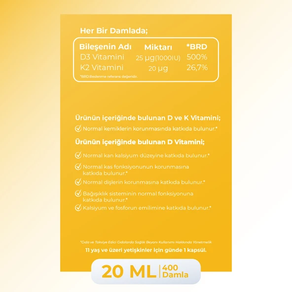 VOOP Vitamin D3K2 Sprey-Damla 20 ml - Resim 5
