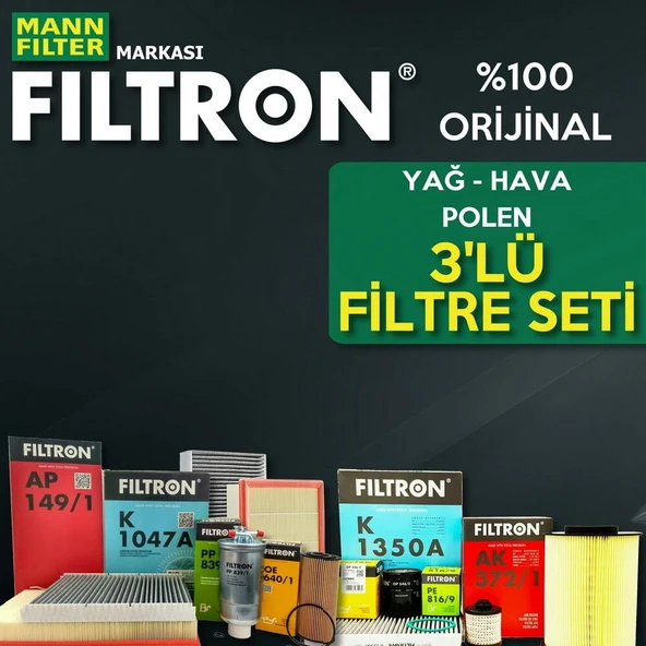 Filtron Ford Focus 1.0 Ecoboost Filtre Bakım Seti 2018-2025 3NP Hava+Yağ+Standart ürün görseli 1