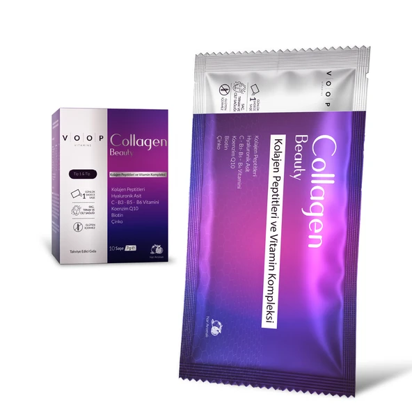 VOOP Collagen Beauty Yüksek Biyoaktif Hidrolize Kolajen %100 Saf Ve Doğal - 10 Toz Saşe ürün görseli 1