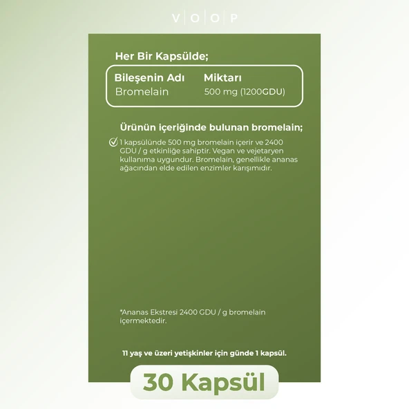 VOOP Bromelain 500 Mg Vegan 30 Kapsül - Resim 5