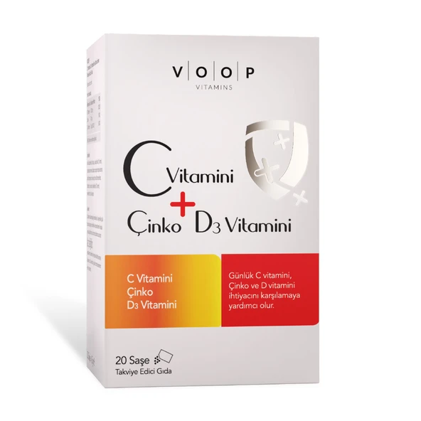 VOOP C Vitamini  Çinko & D3 Vitamini  Günlük Vitamin Takviyesi - 20 Toz Saşe ürün görseli 1