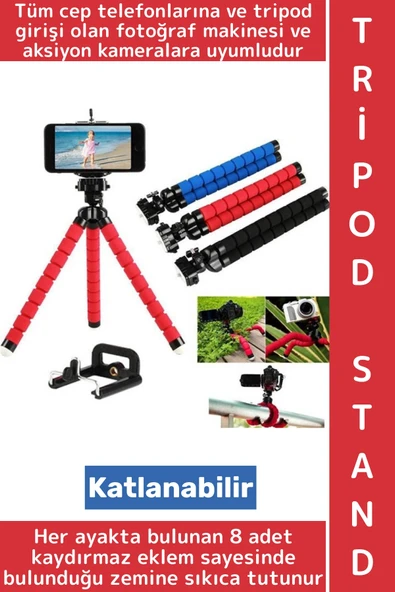 Telefon Aksiyon Kamerası Yatay Dikey Şık Ahtapot Selfie Tripod Telefon Tutucu Akrobat Stand Çubuğu ürün görseli 1