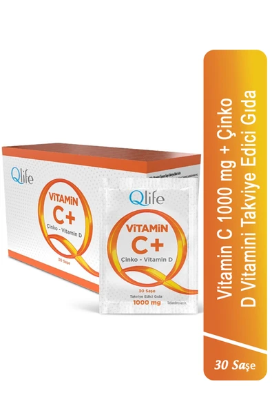 QLİFE Vitamin C Plus - C Vitamini ve Çinko ve D Vitamini 30 Şase ürün görseli 1