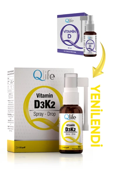 QLİFE Vitamin D3K2 - Kas ve Kemik Destekleyici Vitamin D3K2 Sprey 20 ml ürün görseli 1