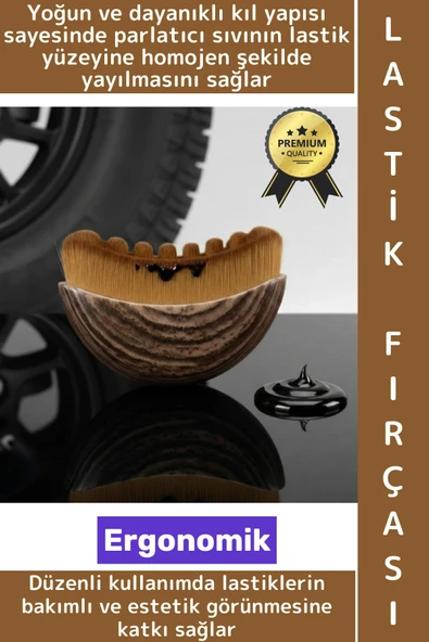 Premium Ergonomik Dayanıklı Yoğun Kıl Motosiklet Otomobil Bakım Hazneli Araç Lastik Parlatma Fırçası ürün görseli 1