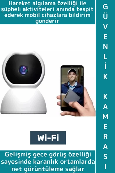 Ev Ofis Bebek Yaşlı Odası Gece Görüş Çift Yön Ses Hareket Algı Uyarı Bildirim Wifi Güvenlik Kamerası ürün görseli 1