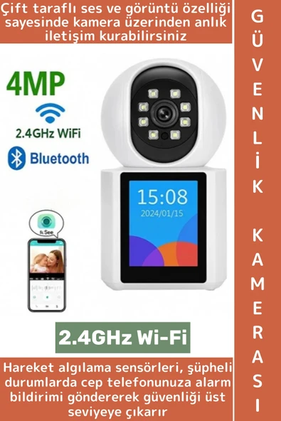 Ev Bebek Yaşlı Odası Evcil Hayvan Gözetim Çift Taraflı Ses Hareket Algısı 2.4GHz Wi-Fi Akıllı Kamera ürün görseli 1