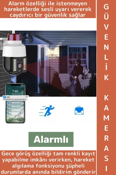 Dış Mekan Ev Bebek Çocuk Odası Ofis İş Gece Görüş Hareket Algı Alarmlı Sesli Uyarı Güvenlik Kamerası ürün görseli 1