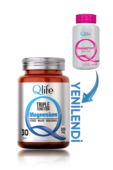 QLİFE Magnezyum Triple Function Sitrat ve Malat ve Bisglisinat 30 Tablet ürün görseli 1