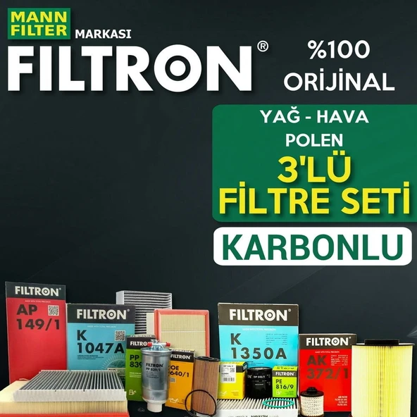Filtron Opel Astra K 1.4 Filtre Bakım Seti 2015-2019 3KP Hava+Yağ+Karbonlu ürün görseli 1