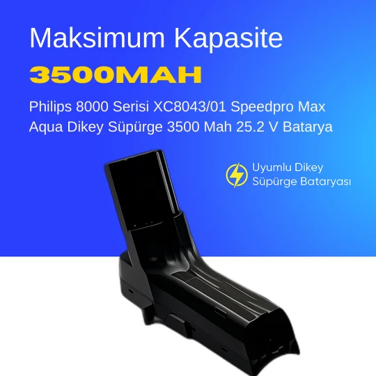 Philips 8000 Serisi XC8043/01 Speedpro Max Aqua Dikey Süpürge 3500 Mah 25.2 V Batarya – Orjinal Uyumlu Uzun Ömürlü, Maksimum Performans Pil ürün görseli 1