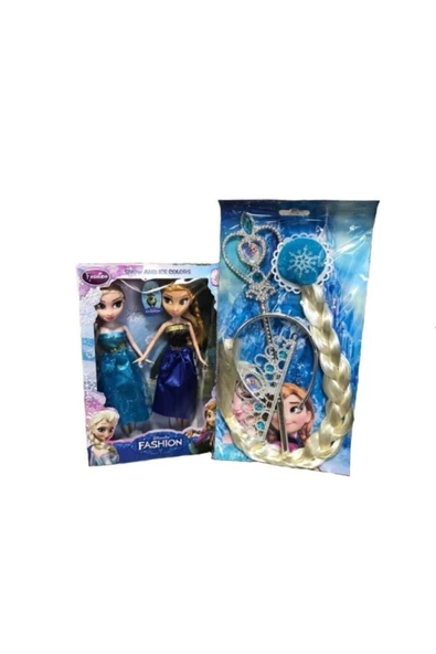 SUDEN Frozen Karlar Ülkesi Anna Elsa Bebek 24 cm Taç Asa Saç Setiyle ürün görseli 1