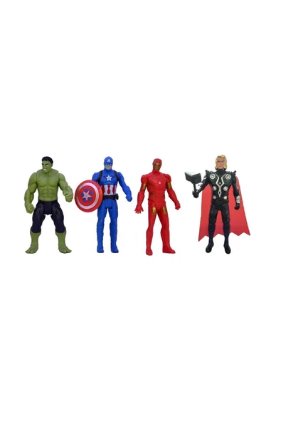 AVENGERS 2 Oyuncak 4'lü Süper Kahraman Figürleri Hulk Kaptan Amerika Iron Man Thor ürün görseli 1