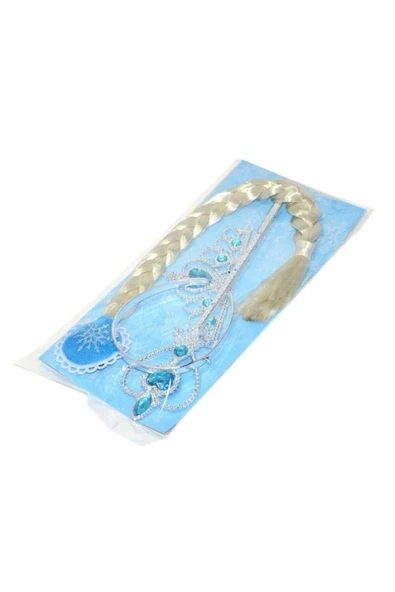 CAN OYUNCAK Frozen Karlar Ülkesi Elsa Örgü Saç Taç Asa Seti 03617 ürün görseli 1