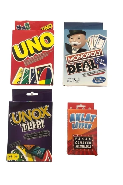 TURKAFONE Uno Kart Monopoly Deal Unox Tlip Anlat Lütfen 4lü Set Alışverişdevi ürün görseli 1