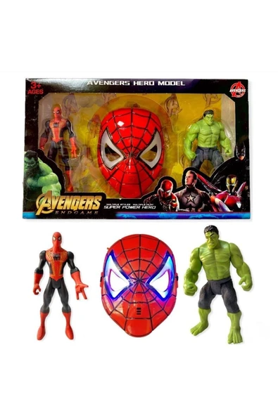 AVENGERS Yenilmezler Işıklı Örümcek Adam Maske Işıklı Hulk Ve Örümcek Adam Karakter Figür Seti ürün görseli 1