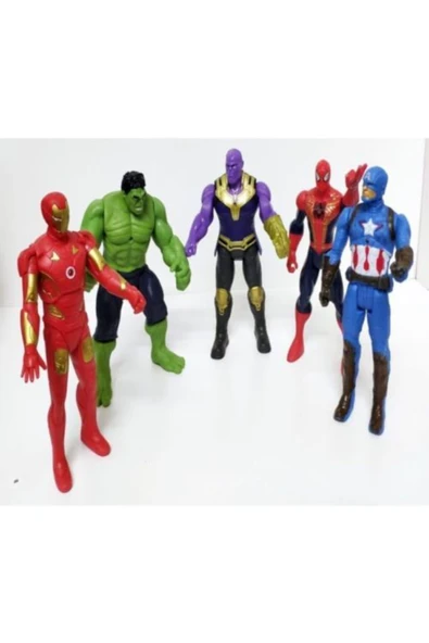 AVENGERS Örümcek Adam Ironman Hulk Thanos Oyuncak 5 Li Set 15 Cm ürün görseli 1