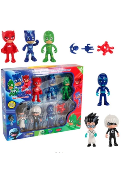Niyet Pjmask Kedi Çocuk, Baykuş Kız, Kertenkele Çocuk 6'lı Oyun Seti ürün görseli 1