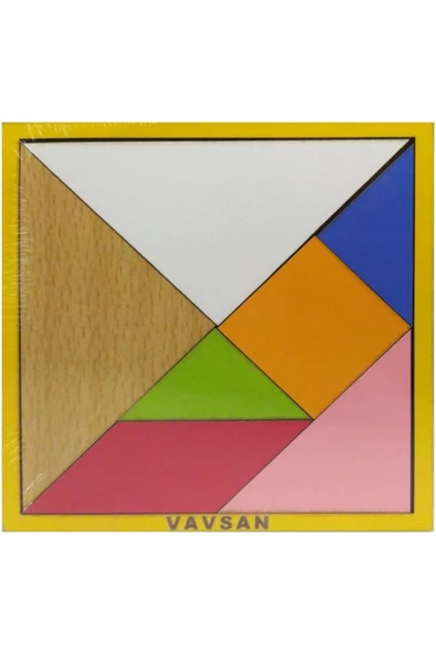 Vavsan Tangram 12x12cm Puzzle Yapboz Bultak Zeka Oyunları Eğitici Renkli Montessori Ahşap Oyuncak ürün görseli 1