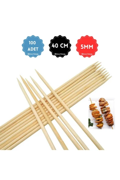 TURKAFONE Kalın Patates Çubuğu 40 cm Büyük Boy Bambu 5 mm  100 Adet Kullan At Çöp Şiş ürün görseli 1