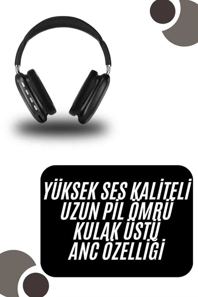 Kulak Üstü Kablosuz Bluetooth Kulaklık Yumuşak Süngerli Sd Kart Girişli ürün görseli 1