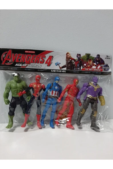 AVENGERS 5'li Hulk - Spider-man - Captain America - Iron-man - Thanos Figürlü Yenilmezler Oyun Seti ürün görseli 1