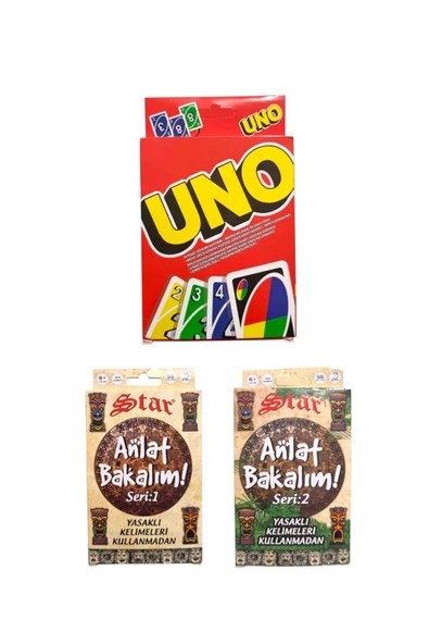 TURKAFONE Uno + Anlat Bakalım Seri 1 + Seri 2 Oyun Kartları - 3 lü Set ürün görseli 1