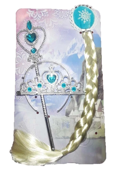 İnşirah Ayakkabı Kız Çocuk Mavi Karlar Ülkesi Frozen Elsa Saçı Tacı Asa Seti Elsa Tacı Saçı Ve Asası 3 Parça ürün görseli 1