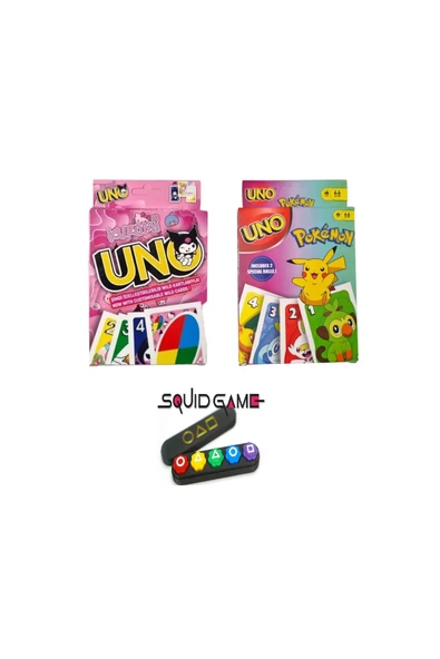 TURKAFONE Squid Game 2 Gonggi 5 Taş Kuromi Uno ve Pokemon Uno Oyun Kartları ürün görseli 1