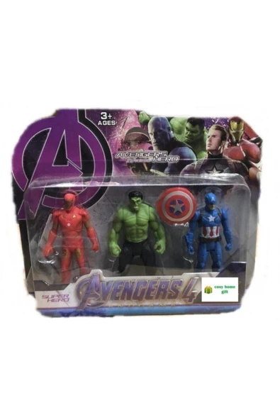 TURKAFONE Yenilmezler Yeni Sezon Demir Adam Hulk Kaptan Amerika 3 Lü Set ürün görseli 1