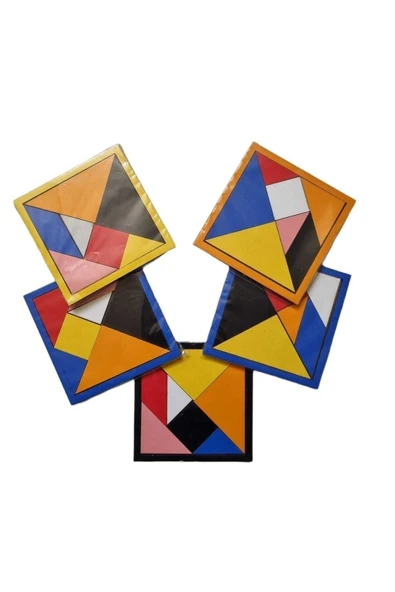 TURKAFONE Ahşap Tangram 15 ADET Zeka Oyunu 6mm 14x14cm ürün görseli 1