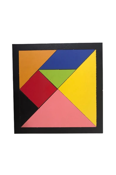Elif İş Eğitimi Tek Çatı - Ahşap Tangram Zeka Gelişim Eğitici Oyuncak Orta Boy 14x14 Cm - ürün görseli 1
