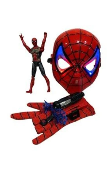 SPIDERMAN Ağ Atan Eldiven Işıklı Maske 18 Cm Işıklı Figür 3 Lü Set Oyuncak ürün görseli 1