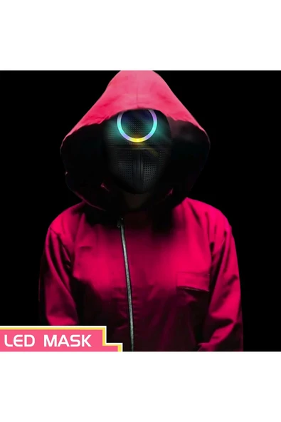 TURKAFONE Squıd Game Işıklı Maske ışık efektli (ışık fonksiyonlu)  Yuvarlak  Squid Game Maske. ürün görseli 1