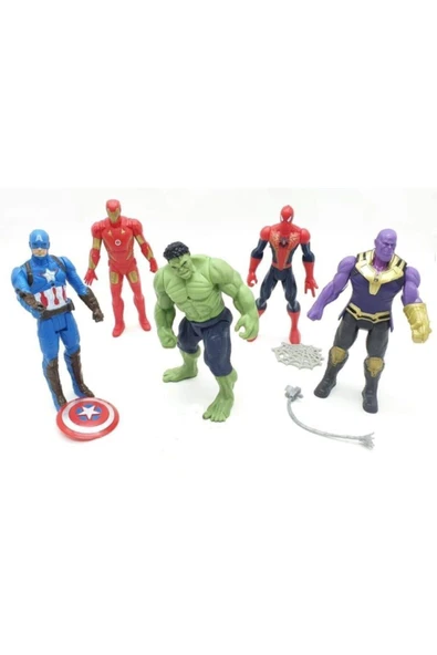 AVENGERS Kaptan Amerika,hulk,spiderman 5 Li Figür Poşette 12 Cm ürün görseli 1