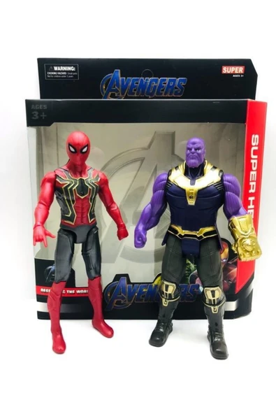 AVENGERS Spiderman & Thanos 2'li Figür Işıklı Oyuncak Seti Örümcek Adam Thanos Karakter ürün görseli 1