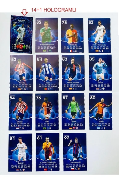 TURKATOYS Hologramlı Premium Futbol Sporcu 24 Adet Dünya Yıldızları Oyun Kartı Süper Özel Seri 240 Adet ürün görseli 1