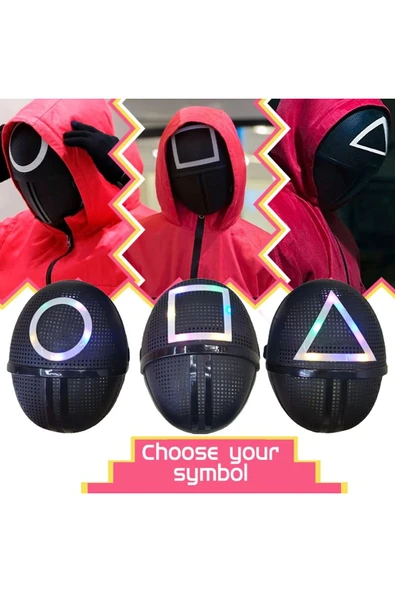 TURKAFONE Squıd Game Işıklı Kare-üçgen-yuvarlak Maske 3 Lü Işık Efektli (ışık Fonksiyonlu). ürün görseli 1